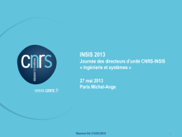 Actualités de l`INSIS, par Jean-Yves Marzin, Directeur de l