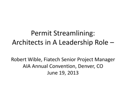 Permit Streamlining Architects in Leadership Role