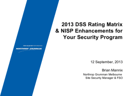 Rating Matrix Briefing Sept 2013 - Florida Industrial Security