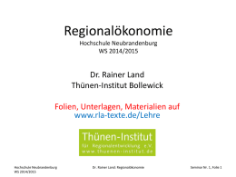 Regionalökonomie 1 - Rainer Land Online Texte