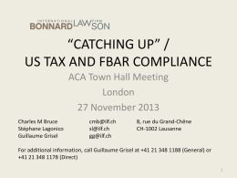 catching up* / us tax and fbar compliance