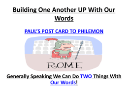 Building One Another UP With Our Words