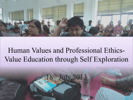 Human Values and Professional Ethics- Value Education