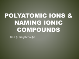 Polyatomic ions & Naming