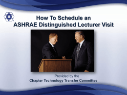 How to Schedule an ASHRAE Distinguished Lecturer Visit