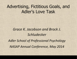 Advertising, Fictitious Goals, and Adler`s Love Task
