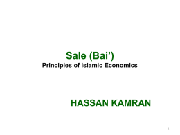 Sale (Bai*) Principles of Islamic Economics