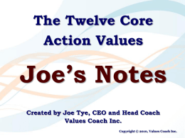 The Twelve Core Action Values with Joe`s notes
