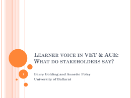 Learner voice in VET & ACE: What do stakeholders say?
