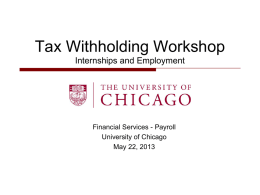 2013 Tax Withholdings Presentation - The Office of International Affairs