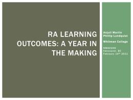 RA learning outcomes: A Year in the making