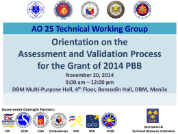 Consultation Meeting with the PBB Focal Persons