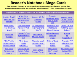 Reader`s Notebook Bingo Cards