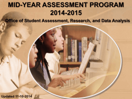 Students To Be Tested - Assessment, Research, and Data Analysis