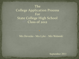 College Planning for Seniors - State College Area School District