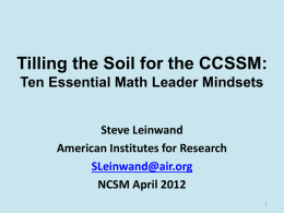 Tilling the Soil for the CCSSM: Ten Essential Math