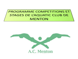 programme competitions et stages aquatic club de menton