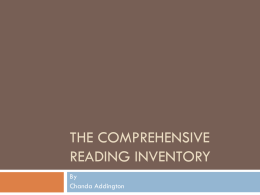 The Comprehensive Reading Inventory - EDU320