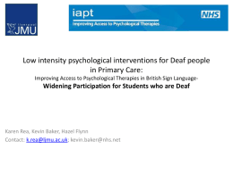 Low intensity psychological interventions for Deaf people in Primary