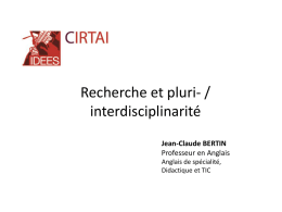 Interdisciplinarité / Pluridisciplinarité - Site Jean