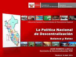 Fortalecimiento de Gobiernos Regionales y Locales