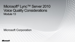 Module 13 - Microsoft Lync Server 2010