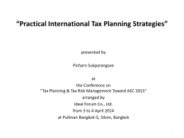Practical International Tax Planning Strategies