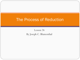 Lesson 26 The Process of Reduction