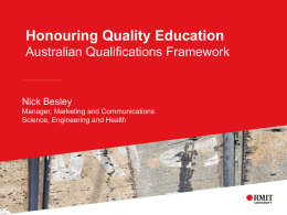Honouring Quality Education Australian Qualifications Framework