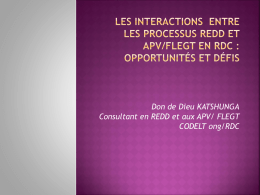 Les Interactions entre le processus REDD et le processus APV