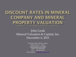 Copyright © 2011 by Mineral Valuation & Capital, Inc.