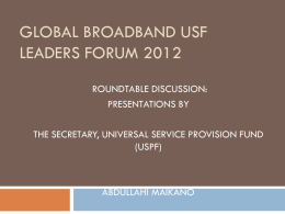 Presentation at Global Broadband USF Forum Turkey