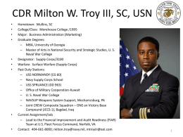 CDR Milton W. Troy III, SC, USN