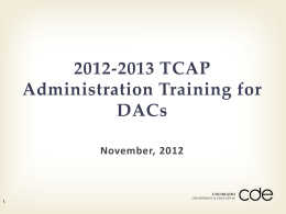 TCAP Administration Training PowerPoint