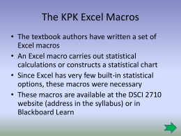 The KPK Excel Macros