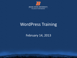 WordPress Training .ppt - Boise State University