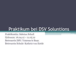 Praktikumspräsentation Sabrina Schoß DSV 2012