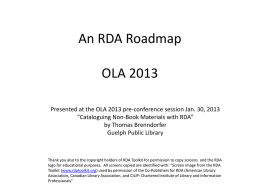 OLA 2013 - RDA Roadmap Introduction feb1113