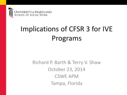Implications of CFSR 3 for IV