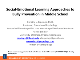 Dorothy Espelage, Ph.D. - International Bullying Prevention