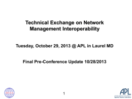 Network Management Interoperability Technical Exchange