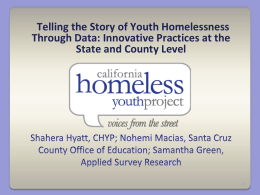 Telling the Story of Youth Homelessness Through Data: Innovative