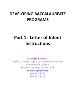 Developing Baccalaureate Programs: Letter of Intent