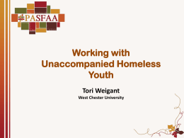 Working with Unaccompanied Homeless Youth Tori