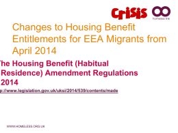 Changes to Housing Benefit Entitlements for EEA
