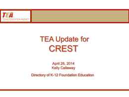 TEA Curriculum Update - Crest Coalition of reading and english