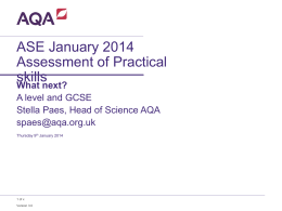 ASE January 2014 Assessment of Practical skills