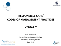 Responsible CarE® Codes of Management Practices