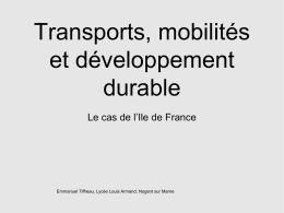Transports, mobilités et développement durable