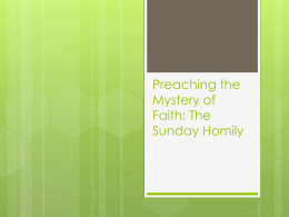 Preaching the Mystery of Faith: The Sunday Homily